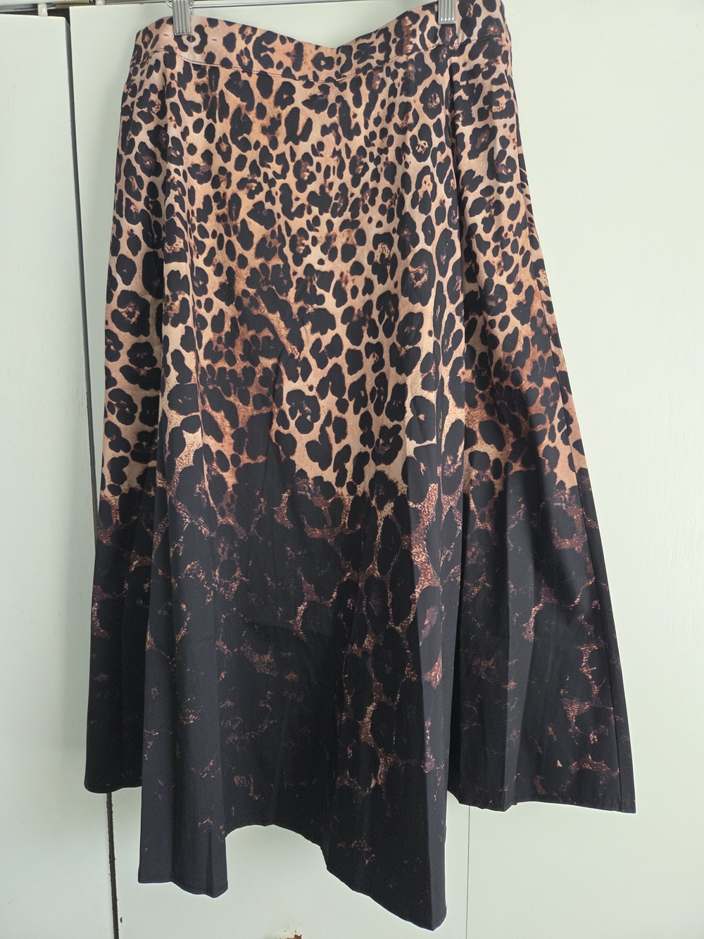 SHEIN Leopard Umbre Gradient Print Midi Skirt Lined W Pockets XL Fits Like M/L